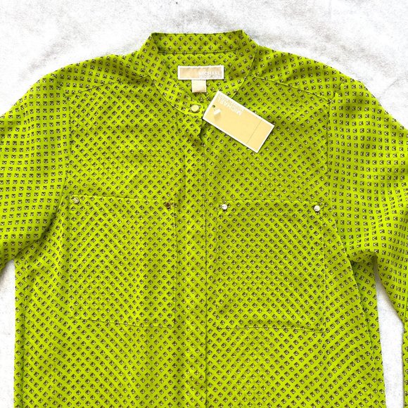 NWT Michael Kors mock neck bottom up blouse M $98 - Picture 4 of 12